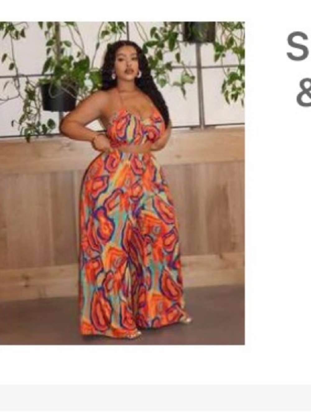 SHEIN Multicolor Orange Pink Blue Green Wide-Leg Jumpsuit